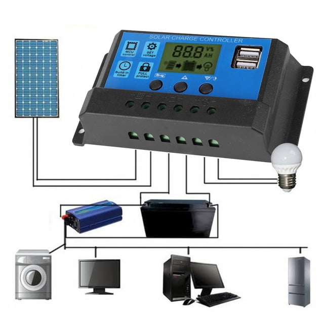12V 24V Solar Panel Regulator, PWM Solar Controller Solar Panel Controller, Convenient Office For Home Bedroom Living Room 40A