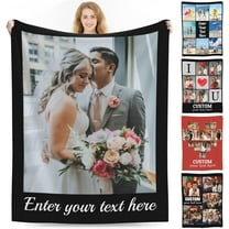 Custom Blankets with Photos Text Picture Blanket Personalized for Kids Adults Customized Blanket Gift for Christmas Birthday Valentines Mothers Fathers Day (6 Photos)