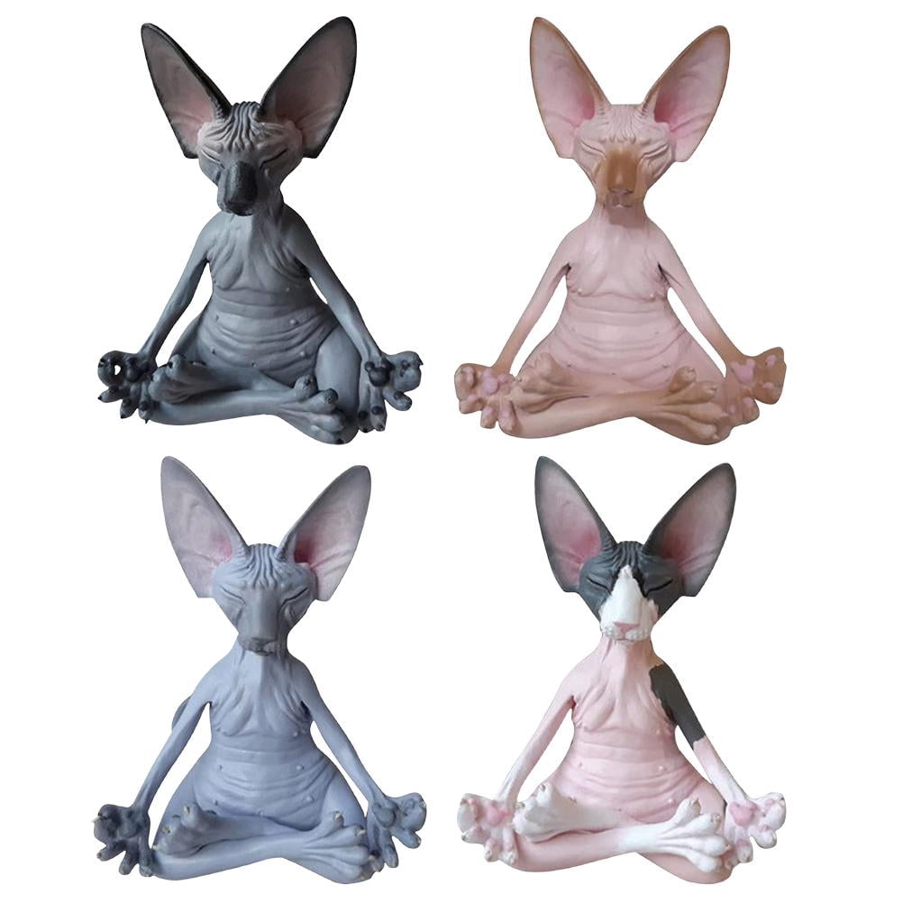Statuette Chat Yoga - Figurine Décorative En Résine, Design Créatif Pour Salon, Chambre, Bureau, Idée Cadeau Originale