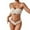 Beige, variant on Womens Bikini Set Strapless Bandeau Swimwear Ruched Fabric Bow Detail High Waisted Brief Swim Set , 2PC