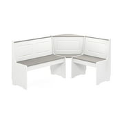 Linon Ardmore Wood Breakfast Nook Dining Set in White and Gray