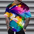 thumbnail image 2 of FINALGANG Mens Short Sleeve Crewneck TShirts With Colorful Paint Splatter Print Casual Loose Fit Streetwear Tees For Summer Holiday Daily Wear Red XL, 2 of 4