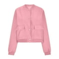 thumbnail image 5 of YYDGH Women's Cropped Bomber Jacket Casual Button Down Coat with Pockets Trendy Varsity Y2k Jackets Fall Spring Outfits, 5 of 8