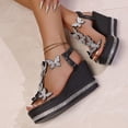 thumbnail image 4 of Womens Sandals Wedge Shoes: All-Day Comfort Dressy Wedges Thick Sole Sparkling Decorative Open Toe Summer Sandals for Casual Gold 7(39), 4 of 9