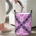 thumbnail image 4 of DouZhe Waterproof Collapsible Large Laundry Baskets, Kaleidoscope Mandala Fractal Pink Prints Circular Hamper with Handles, 4 of 6