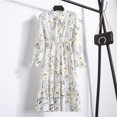 thumbnail image 1 of 2022 Women Blue StripedLong Sleeve neck Basic Dresses Button Split Pleated DressL Gao Jinjia LED, 1 of 2