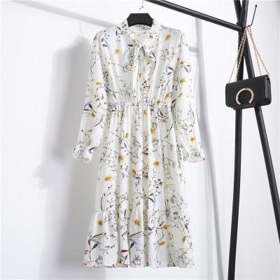 2022 Women Blue StripedLong Sleeve neck Basic Dresses Button Split Pleated DressL Gao Jinjia LED