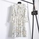 thumbnail image 1 of 2022 Women Blue StripedLong Sleeve neck Basic Dresses Button Split Pleated DressL Gao Jinjia LED, 1 of 2
