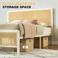 thumbnail image 5 of AOILE Queen Size Plastic Rattan Iron Bed Frame with Headboard, Modern Style Platform Bed, No Box Spring Needed (With RGB LED), 5 of 9