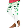 thumbnail image 3 of lcziwo Lightening Sales, Women's St Patricks Day Running Leggings Novelty Shamrock Clover Print Soft Stretchy Yoga Pants Casual High Waisted Tummy Control Tights Multicolor XXL, 3 of 6