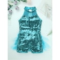thumbnail image 5 of inhzoy Kids Girls Sleeveless Sequins Leotards Ballet Jazz Latin Gymnastic Jumpsuit Stage Performance Costume Light Blue 7, 5 of 10