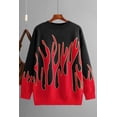 thumbnail image 3 of Round Neck Long Sleeve Loose Fit Flame Sweater (FreeSize, MultiOrange), 3 of 9