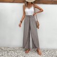 thumbnail image 2 of CIENVNSTG Floral Palazzo Boho Flowy Baggy Pants for Women Elastic High Waist Wide Leg Vacation Casual Long Lounge Trendy Trousers Gray XL, 2 of 6