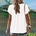thumbnail image 6 of Inleife Ladies Casual Tops Solid Short Sleeve Round Neck Pullover Lace Blouse, 6 of 6