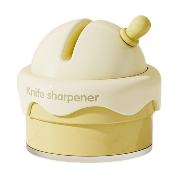 Afilador de cuchillos Navajas de bolsillo Afilado con ventosa Sistema ergonómico Mini Amarillo