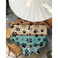 thumbnail image 3 of Light Blue Dog Paws Outdoor Tablecloth with Umbrella Hole, Farmhouse Vintage Modern Blue Brown Wood Waterproof Outdoor Table Cover, Patio Tablecloths for Party/Garden/Picnic, Round 54 inch, 3 of 9