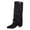 Black, variant on RotHome Women Thigh High Boots Wide Calf Chunky High Heel Pointed Toe Fold Over Boot Fashion Fall Winter Tall Pull On Knee High Boots for Women