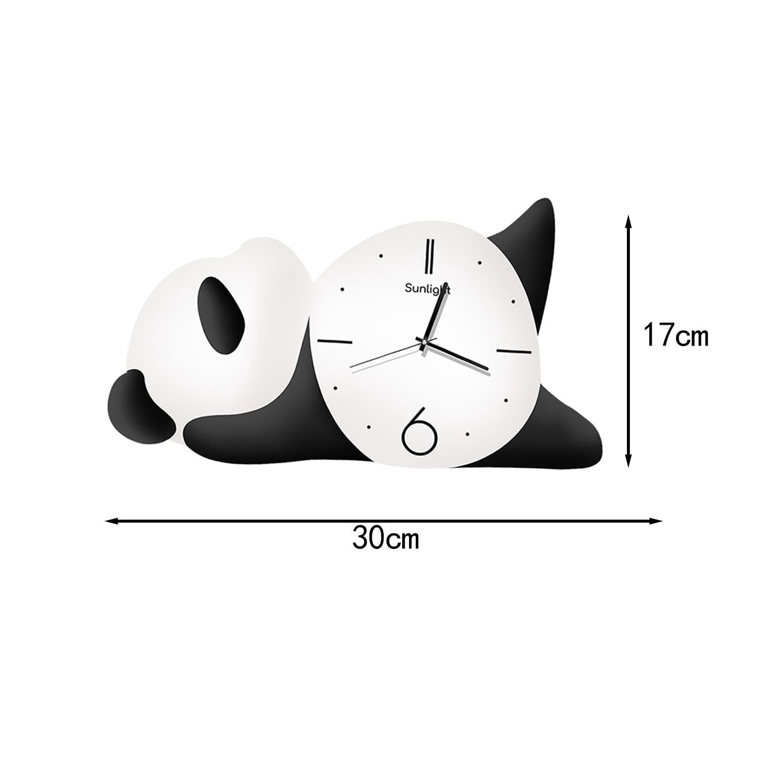 Fiocias Toilet Paper Holder And Wall Clock Set Iron Paper Towel Holder Countertop Stand Decorative Panda Clock Glass Density Board Stable Weighted Base Suitab