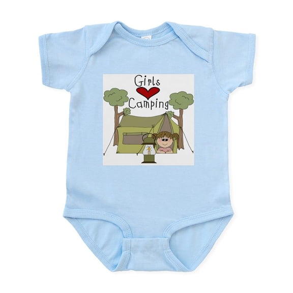 CafePress - Girls Love Camping Infant Bodysuit - Baby Light Bodysuit, Size Newborn - 24 Months