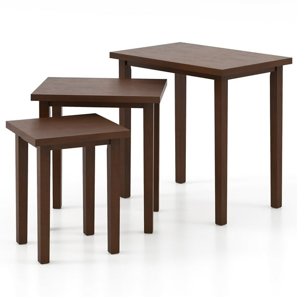 Gymax 3 PCS Nesting End Tables Farmhouse Rectangle Side Table Set for Living Room