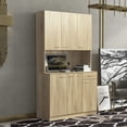 thumbnail image 2 of 70" Tall Pantry Storage Cabinet, Wood Microwave Stand with 6 Doors, Adjustable Shelves, Countertop, Modern Kitchen Hutch Cabinet for Dining Room, 2 of 9