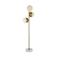 thumbnail image 3 of Eclipse 3 Lights Brass Floor Lamp With Frosted White Glass, 3 of 5