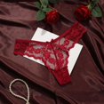 thumbnail image 4 of vigerkar Underwear Women Floral Lace Panties Low Waist Thong Cheeky Briefs (Wine, L), 4 of 8