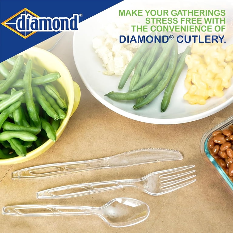 Diamond All Occasion Disposable Cutlery Set, 288 pcs, Clear Plastic