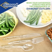 Diamond All Occasion 288 Count Clear Plastic Disposable Cutlery Utensil Set - 144 Forks, 96 Spoons, 48 Knives