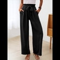 thumbnail image 4 of Pantalones de Salón Anchos para Mujer con Bolsillos, Cintura Alta, Ajustables, con Nudo y Holgados. Negro XL, 4 of 7
