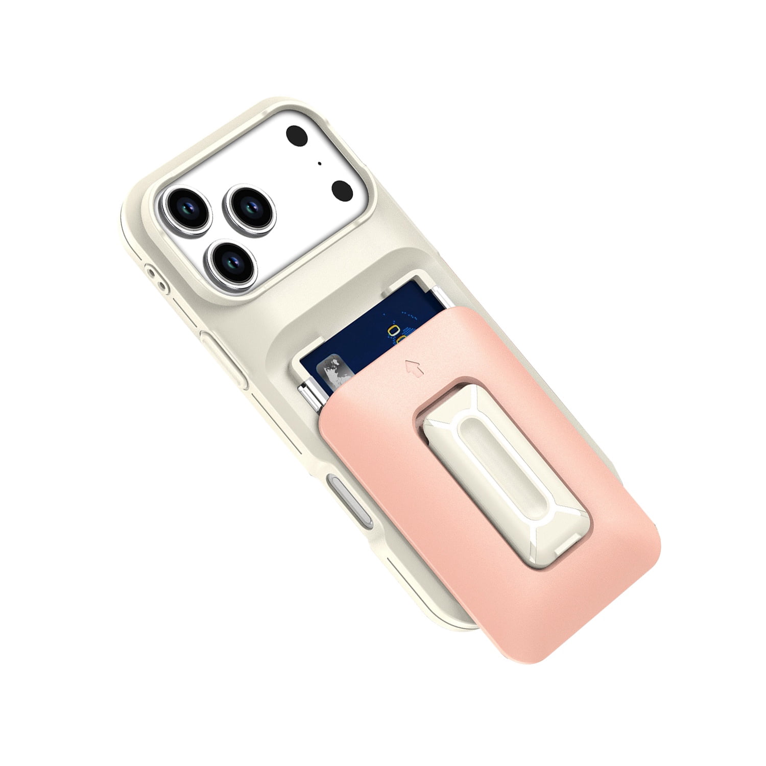 Modern Wallet Case with Card Slot for iPhone 17 Pro Max - White & Pink