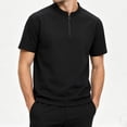 thumbnail image 4 of FRSASU Men's Quarter Zip Athletic Shirt Loose Fit Breathable Workout Top Casual Short Sleeve Performance Training Tee Black, 4 of 5