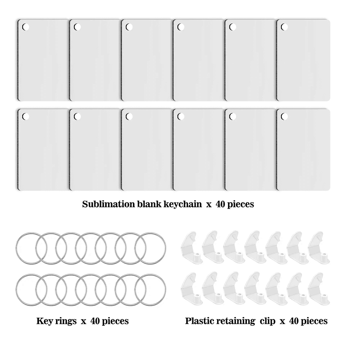 200 Pack Sublimation Keychain Blank Double Sided Heat Transfer MDF Board Key Ring DIY