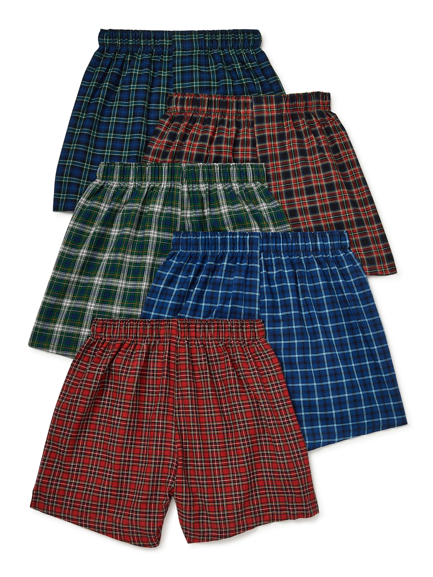 Wonder Nation Boys Tartan Boxers, 5-Pack