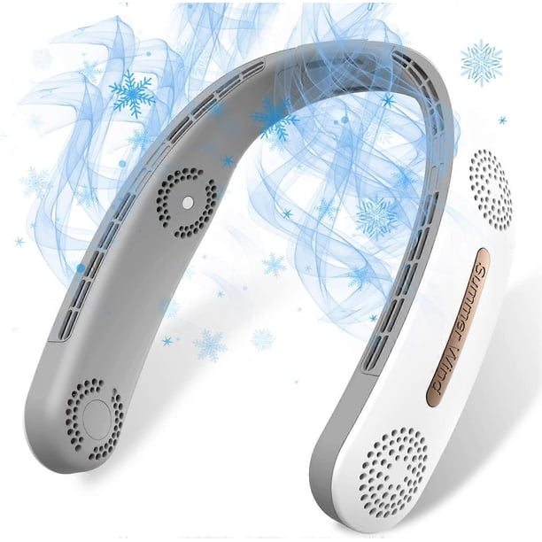 Upgraded Neck Fan, 4 Turbos 6000mAh, 360 Adjustable Bladeless Portable Neck Fan, USB Rechargeable Cooling Personal Fan with 3 Speeds - White