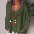 thumbnail image 1 of Mode Femme Décontractée Imprimé Col en V Ample Manches Longues T-shirt Haut Blouse Chandail, 1 of 6