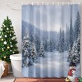 thumbnail image 3 of Small Stall Shower Curtain 36x72 Inch Narrow Half Size Christmas Forest Bath Curtains Bathroom Decor, Winter Trees Xmas Snowflake Waterproof Fabric Shower Curtain Set with Hooks 36 Inch, 3 of 8