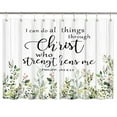 thumbnail image 2 of Inspirational Quote Kitchen Curtains, Watercolor Leaves Plant Floral Bible Verse Scripture Quotes Kitchen Curtains, Sage Green Eucalyptus Bedroom Living Room Treatment Set with Hooks, 55X39 Inches, 2 of 2