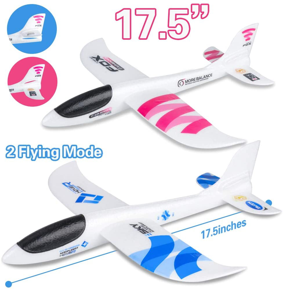 Airplane Toy Foam Airplanes for Kids Styrofoam Plane Glider Outdoor Toys Easy Throwing Air Planes STEM Summer Yard Beach Games Gifts for Age 4 5 6 7 8 9 10 Blue