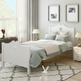 thumbnail image 2 of Private Jungle Platform Beds for Teens, Twin Size Bed Frame with Wood Slat Support and Headboard and Footboard, White, 2 of 5