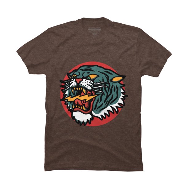 Lightning Tiger Mens Mocha Heather Brown Graphic Tee Design By Humans S Walmart Com