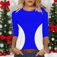 thumbnail image 2 of Camisetas de Manga 3/4 para Mujeres Impresas de Cuello Redondo Top de Moda Casual, Mezcla de Poliéster 95% 5% de Spandex para el Hogar Y el Uso Diario, 2 of 9