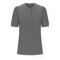 thumbnail image 5 of UYISJ Summer Short Sleeve Shirts for Women Button up Henley Tshirts Puffy Sleeve Causual Loose Fit Blouse Solid Color Tunic Tops Gray XL, 5 of 9