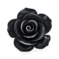 Bling Jewelry Womens Romantic Large Floral Blooming 3D Black Rose Brooch Pin Resin