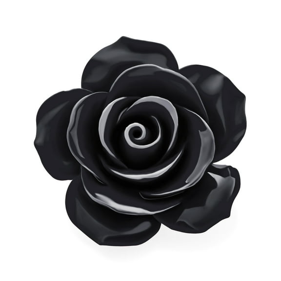 Bling Jewelry Womens Romantic Large Floral Blooming 3D Black Rose Brooch Pin Resin
