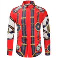 thumbnail image 3 of Camisa informal ajustada de estilo étnico distintivo nacional para hombre, blusas clásicas, camisas de manga larga con cuello vuelto, ropa de vestir, 3 of 5