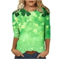 thumbnail image 2 of TrendVibe365 St Patricks Day Ladies Tops and Blouses 3/4 Sleeve Green Plus Size with Crew Neck Polyester Casual St. Patricks Day Blouse Tops for Irish Themed Gifts 4XL, 2 of 5