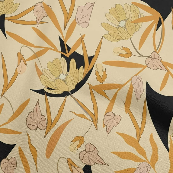 oneOone Cotton Flex Yellow Fabric Floral Quilting Supplies Print Sewing Fabric By The Yard 40 Inch Wide