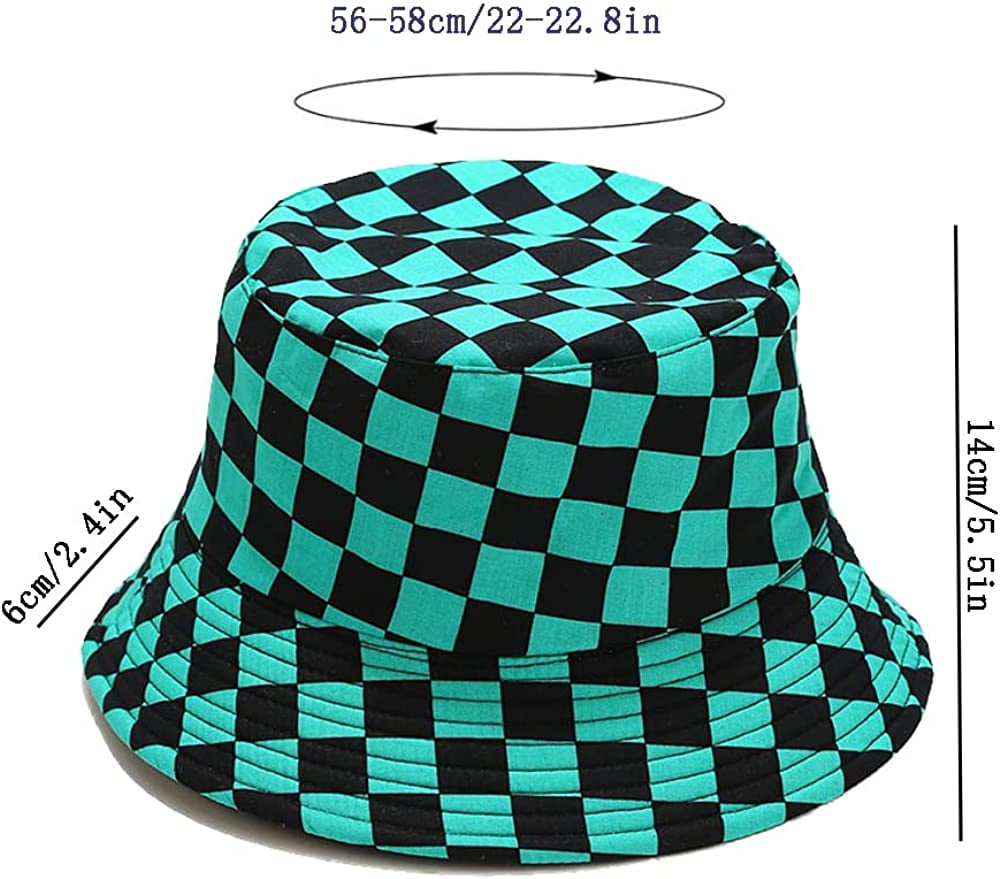 GuanGu Bucket Hat Women Men Checkerboard Fisherman Sun Cap for