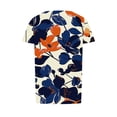 thumbnail image 4 of Raeneomay Short Sleeve Tunic Tops Fit Pleated Blouse Shirts Fashionable Women's Casual Short Sleeved Loose Round Neck Printed Top, 4 of 5